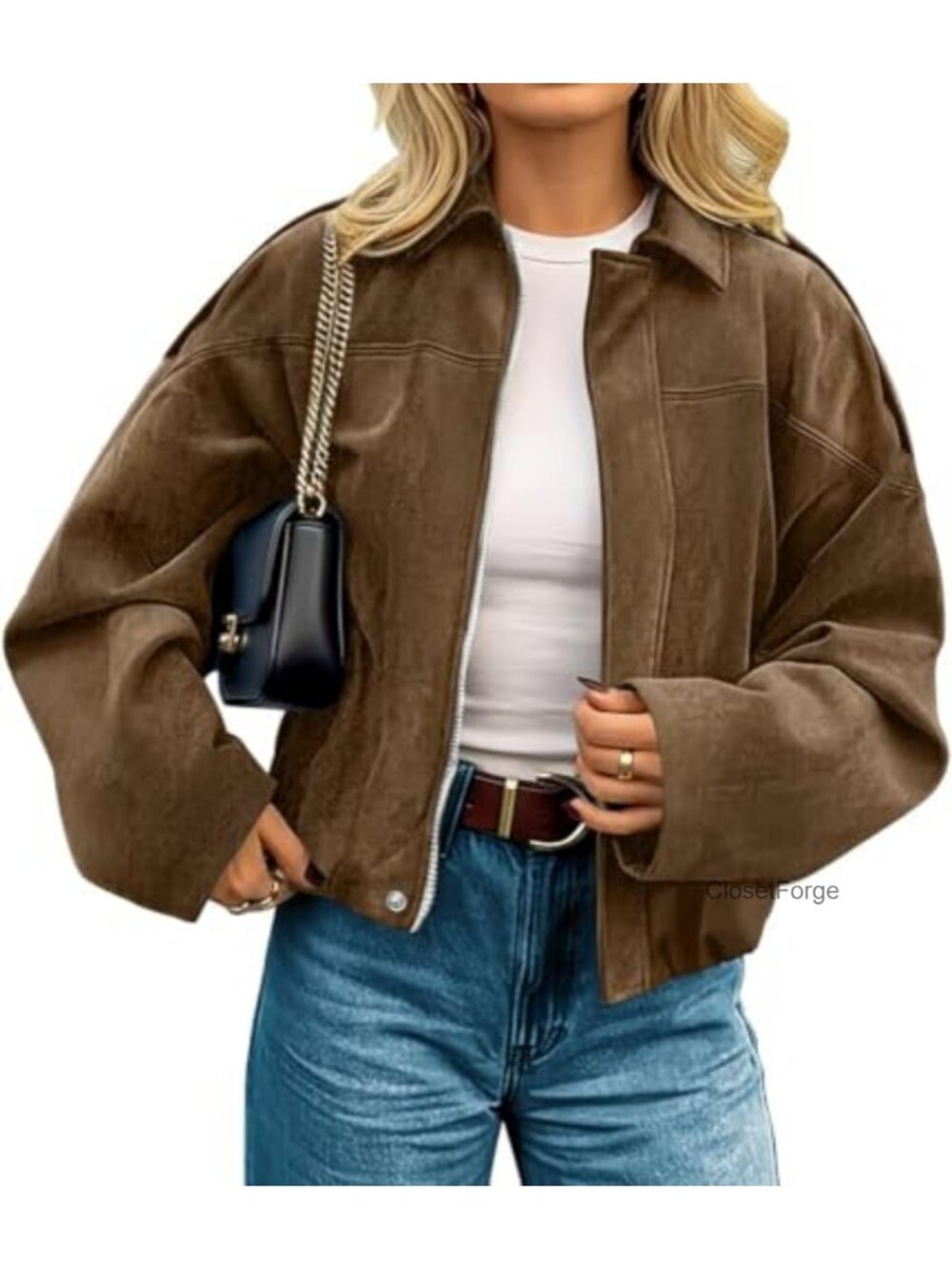 Faux Suede Cropped Jacket Open Front Fall Coat Faux Suede Womens